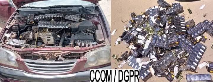 Cotonou : un véhicule en feu permet la découverte de 26 560 plaquettes de Tramaking